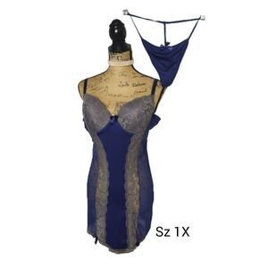 Women's Babydoll Lingerie Sexy Sheer 2- piece Lace Sleepwear 1X